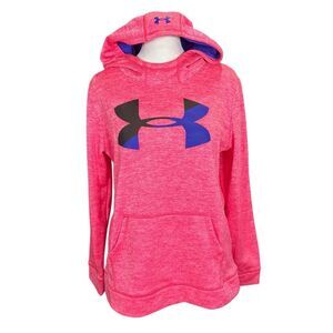 Under Armour Cold Gear Hoodie Loose Neon Pink Purple Black Girls YXL 1298861